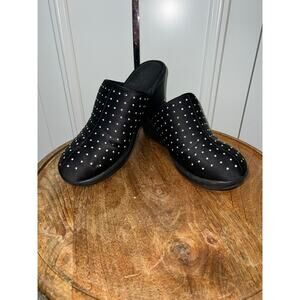 Women's Black Studded  Mules Size‎ 10 Casual Chic Flats